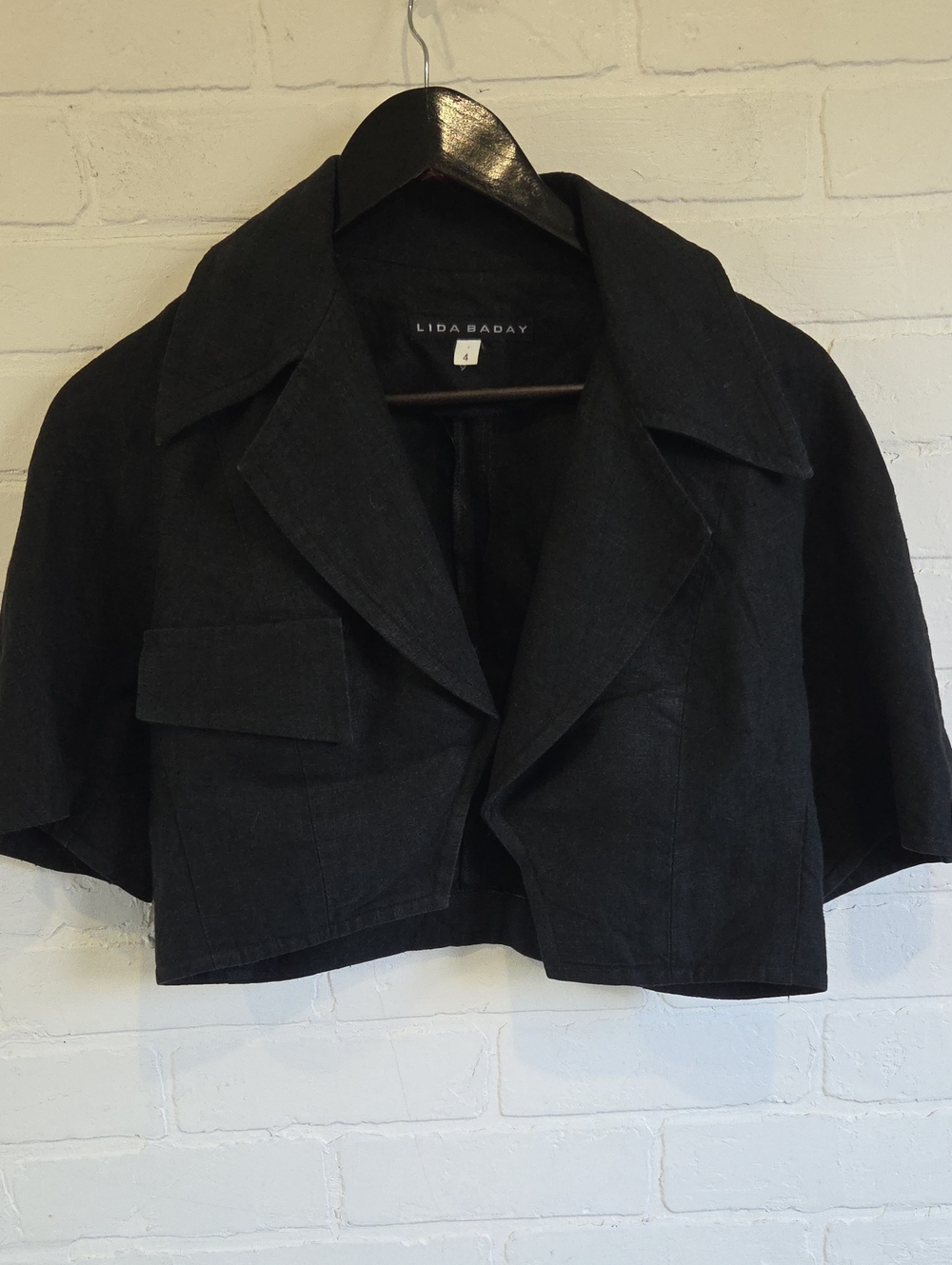 Lida Baday Cropped Linen Blazer